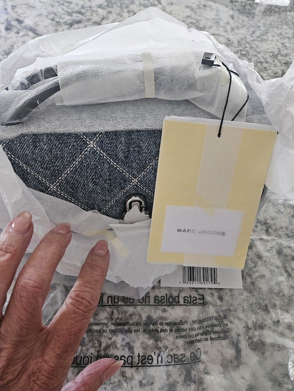Marc Jacobs Mini Dual Diamond Quilted Denim Shoulder Bag NWT